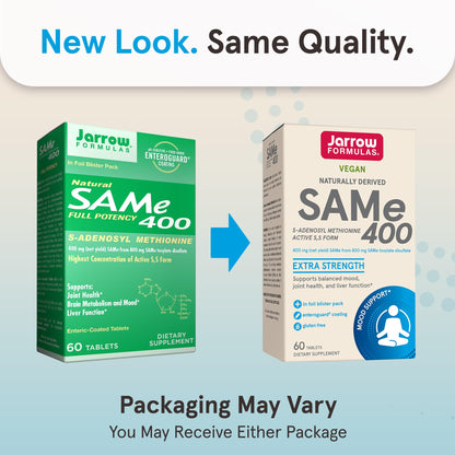 Jarrow Formulas Same 400 mg Extra Strength Vegan Naturally Derived Same Dietary Supplement,Same Supplement Supports Joint Health,Liver Health and Brain Health,60 Tablets,60 Day Supply,Pack of 12