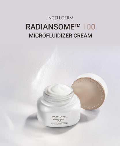 INCELLDERM Radiansome 100 Premium Korean K-Beauty Skin Care Set: Microfluidizer Essential Toner (3.3 fl oz), Ampoule (1 fl oz), Cream (1.7 fl oz): 3 Step Ritual for Brightening & Wrinkle Improvement